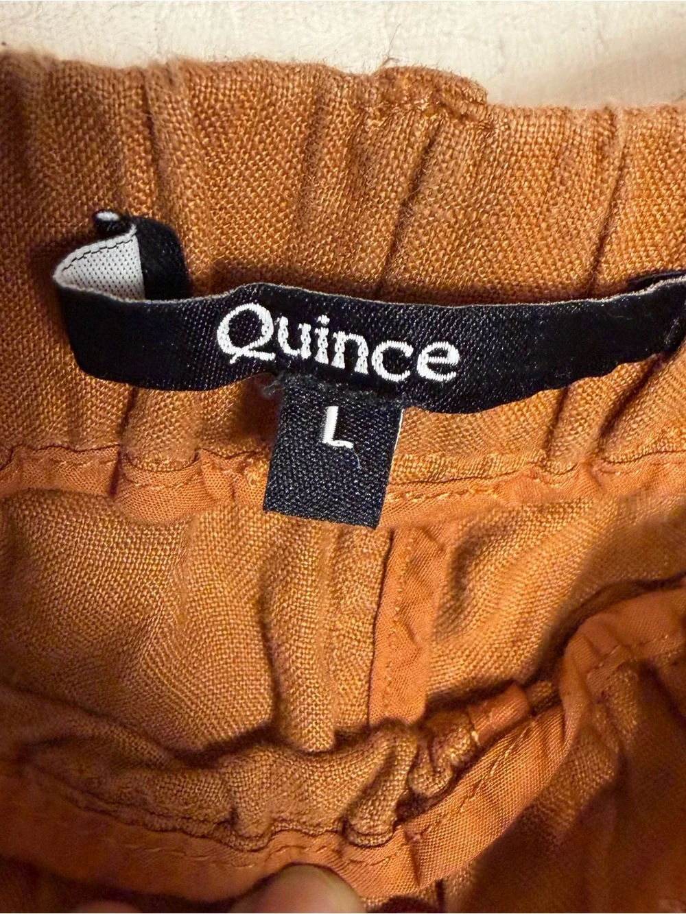 Quince Women 100% Linen 2-pc SET Black Tank Top Size M Tan Brown Pants Size L